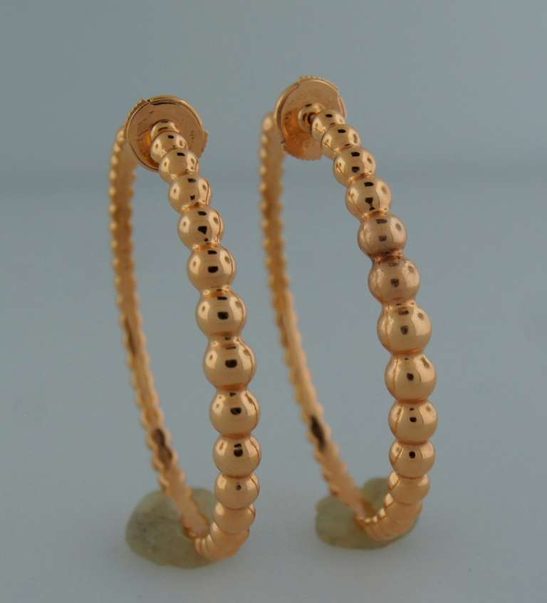 VAN CLEEF and ARPELS Rose Gold Hoop Earrings at 1stdibs