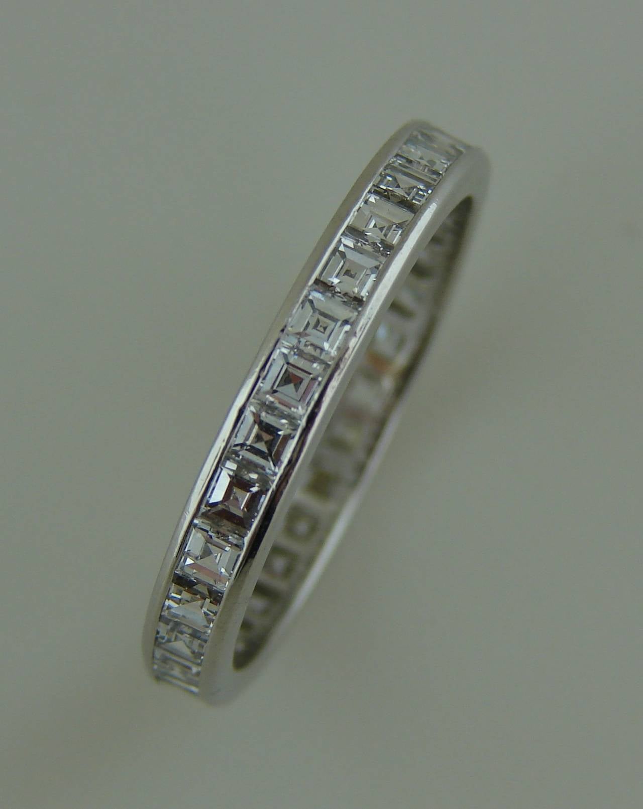 Square Cut Diamond Platinum Eternity Band Ring At 1stdibs Stunning Diamond Platinum Band Ring Set With Thirty Square Cut Diamonds Total Weight Roximately