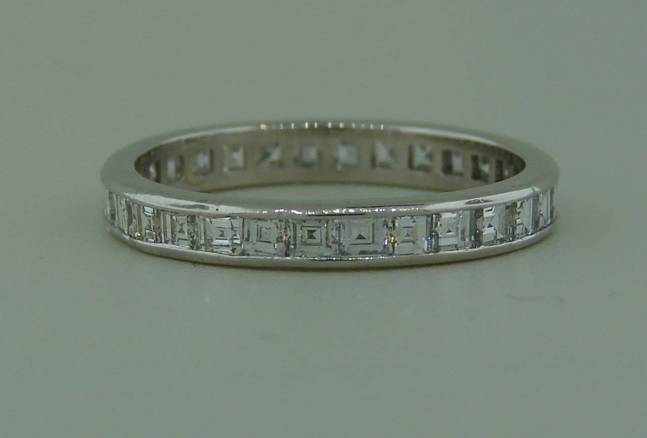 Square Cut Diamond Platinum Eternity Band Ring at 1stDibs square cut