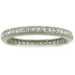 Antique Art Deco French Cut Diamond Platinum Band Ring