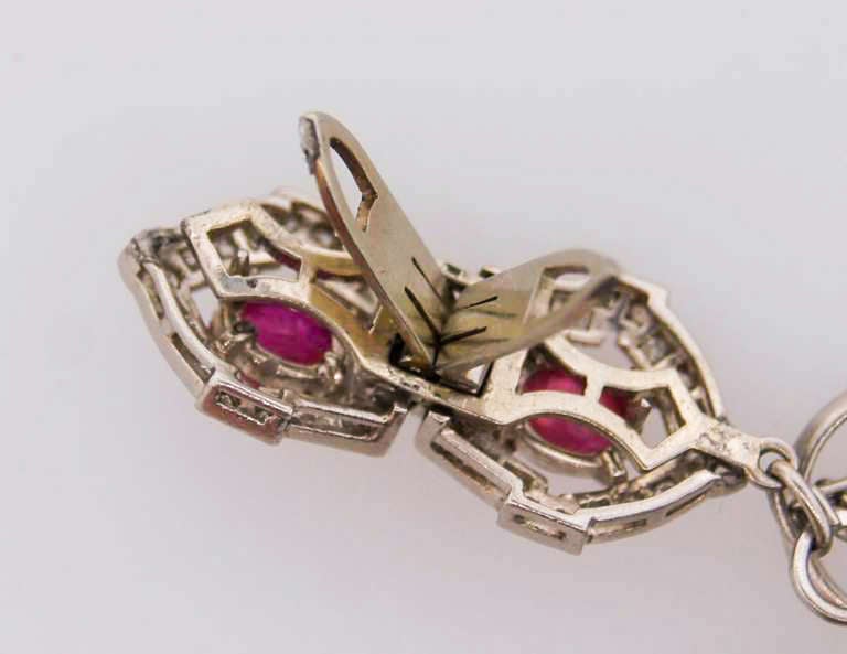 Art Deco c. 1920s Multi Gems Enamel Gold & Platinum Charm Bracelet 2