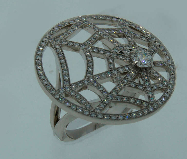 CHAUMET Diamond & White Gold Spider Net Ring In Excellent Condition In Beverly Hills, CA