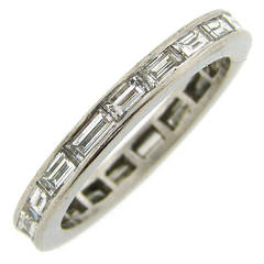 1960s Baguette Diamond Platinum Eternity Band Ring