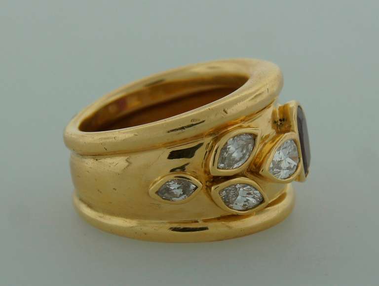 1970s VERDURA Ruby Diamond & Yellow Gold Band Ring 2