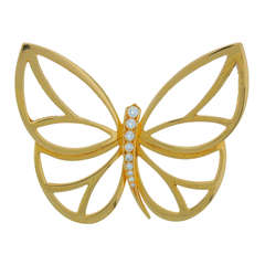 VAN CLEEF & ARPELS Yellow Gold Butterfly Pin Brooch