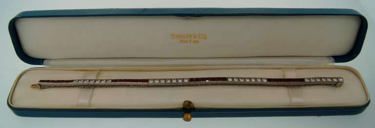 Art Deco TIFFANY & Co. Diamond Ruby & Palladium Tennis Bracelet 2