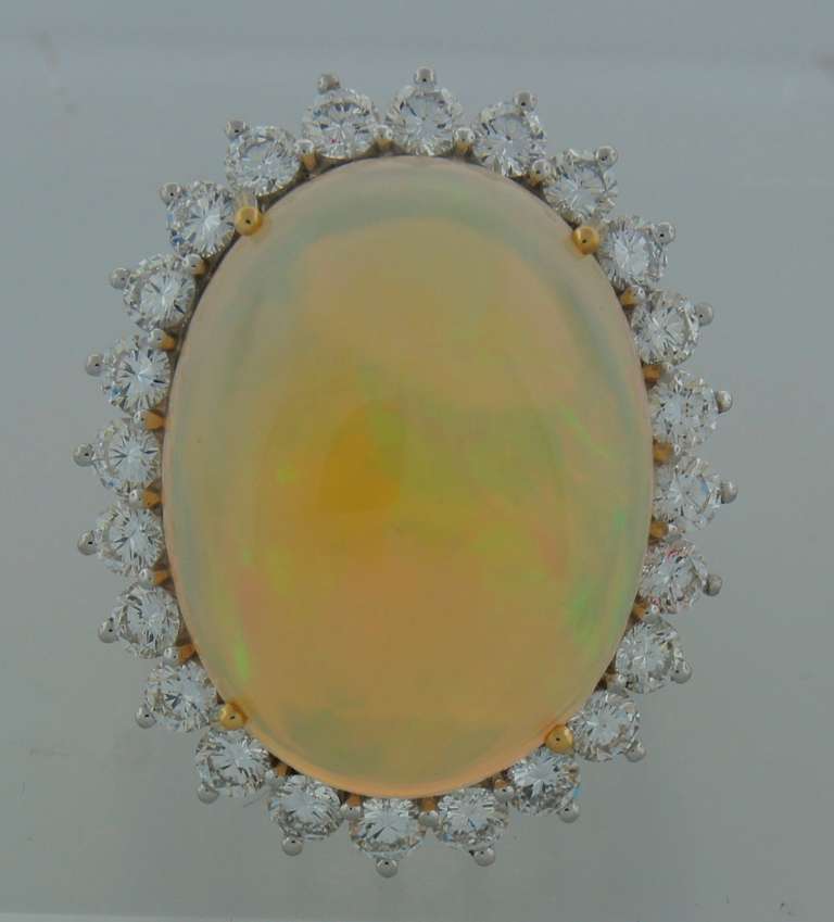 Women's DAVID WEBB Opal Diamond Platinum & Gold Ring