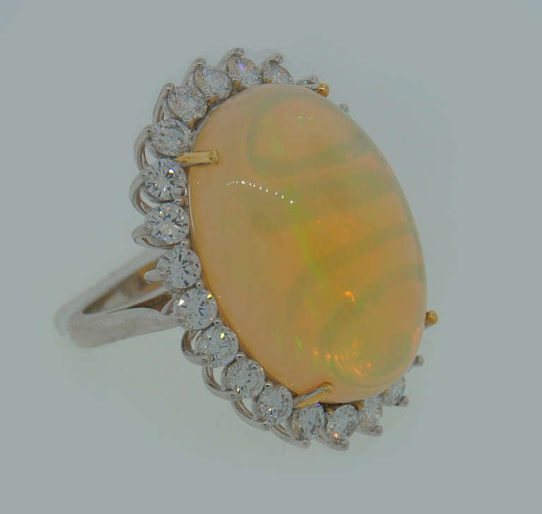 DAVID WEBB Opal Diamond Platinum & Gold Ring 1