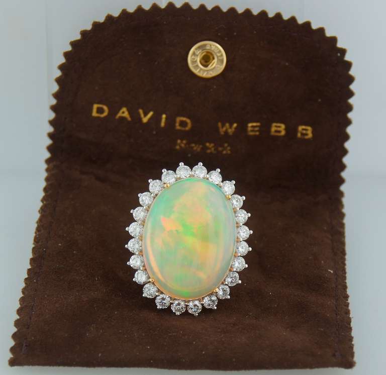 DAVID WEBB Opal Diamond Platinum & Gold Ring 5