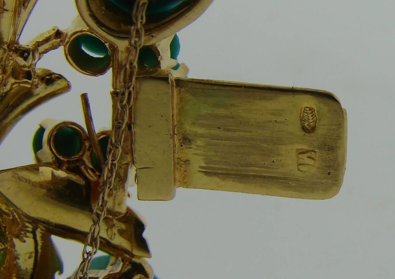 1970s Turquoise Diamond Gold Bracelet 2