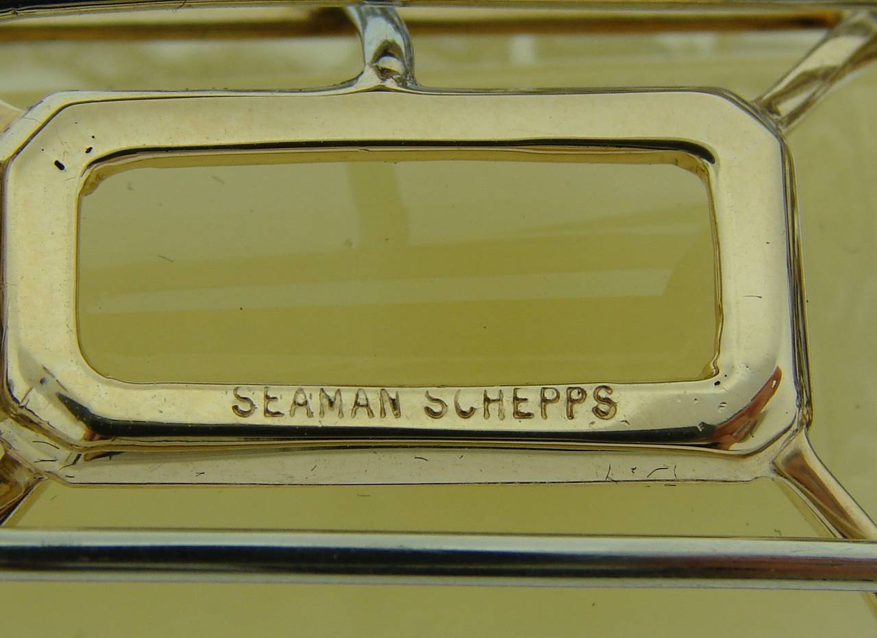 1940s Seaman Schepps Citrine Sapphire Diamond Gold Pin Brooch 5