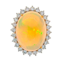 DAVID WEBB Opal Diamond Platinum & Gold Ring