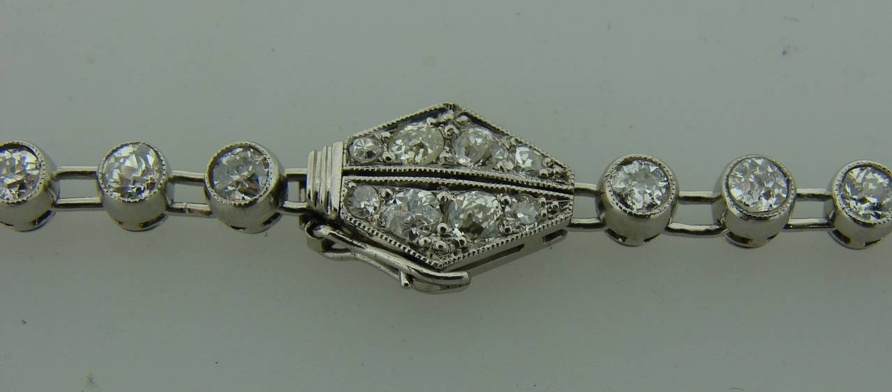 Art Deco Diamond Platinum Riviere Necklace 1920s 25 Carat Old European Cut 2