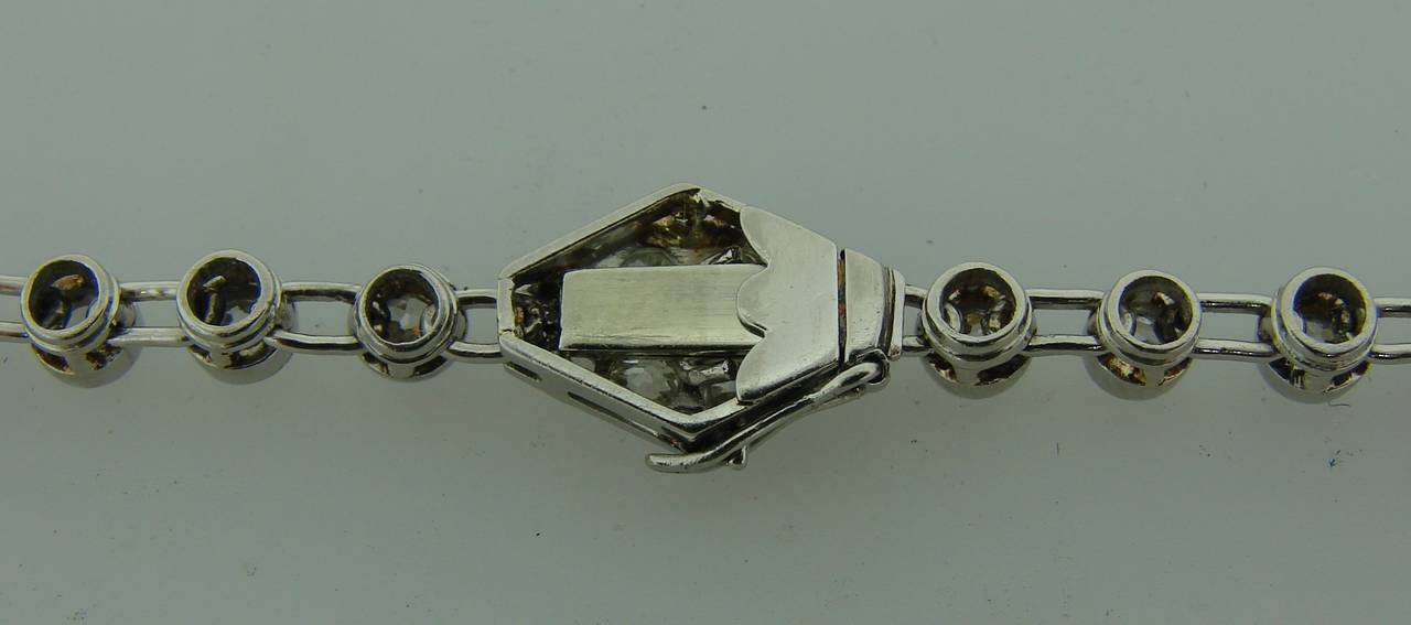 Art Deco Diamond Platinum Riviere Necklace 1920s 25 Carat Old European Cut 5