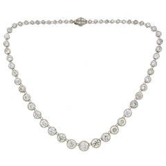 Art Deco 1920s 25 carats Old European Cut Diamond Platinum Riviere Necklace