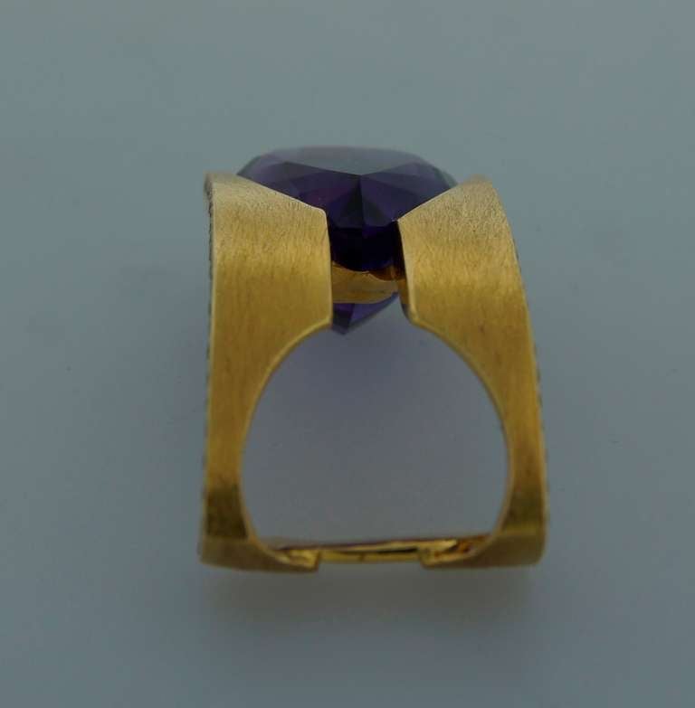 Women's Thierry Vendome Amethyst Diamond Yellow Gold Ring