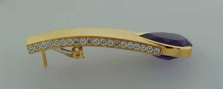 Vintage Thierry Vendome 18k Gelbgold Ohrringe Amethyst Diamant Estate Jewelry im Zustand „Gut“ im Angebot in Beverly Hills, CA