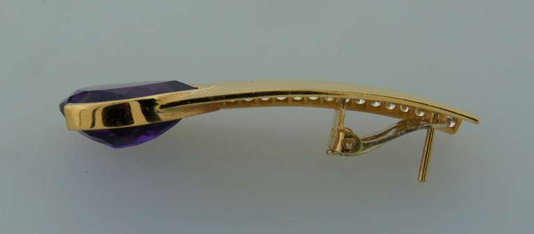 Vintage Thierry Vendome 18k Gelbgold Ohrringe Amethyst Diamant Estate Jewelry (Gemischter Schliff) im Angebot