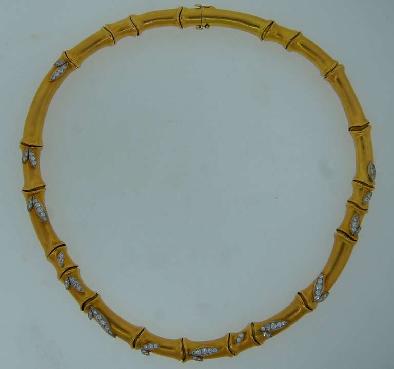 Women's Angela Cummings Diamond Yellow Gold Bamboo Necklace