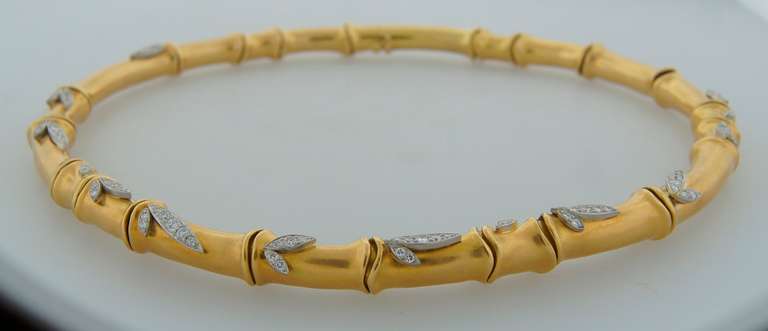 Angela Cummings Diamond Yellow Gold Bamboo Necklace 4