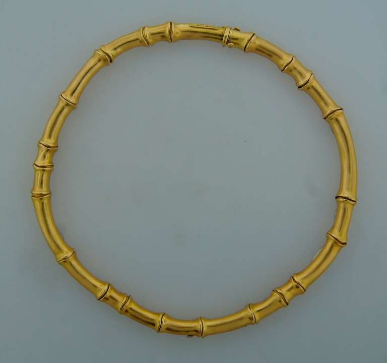 Angela Cummings Diamond Yellow Gold Bamboo Necklace 5