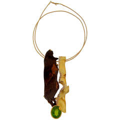 Thierry Vendome Peridot Diamond Decorative Metal Yellow Gold Pendant Necklace 8