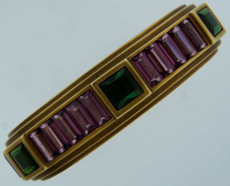 1989 Kieselstein-Cord Tourmaline & Yellow Gold Bangle Bracelet In Excellent Condition In Beverly Hills, CA