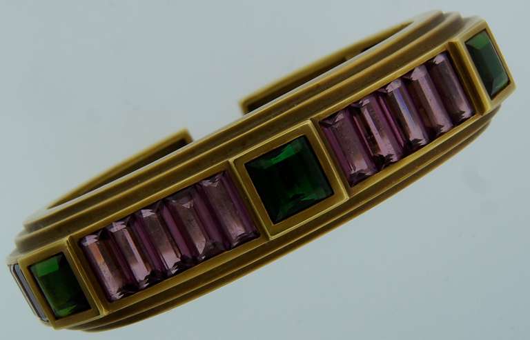 Women's 1989 Kieselstein-Cord Tourmaline & Yellow Gold Bangle Bracelet