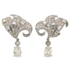Art Deco Diamond Platinum Clip-On Earrings