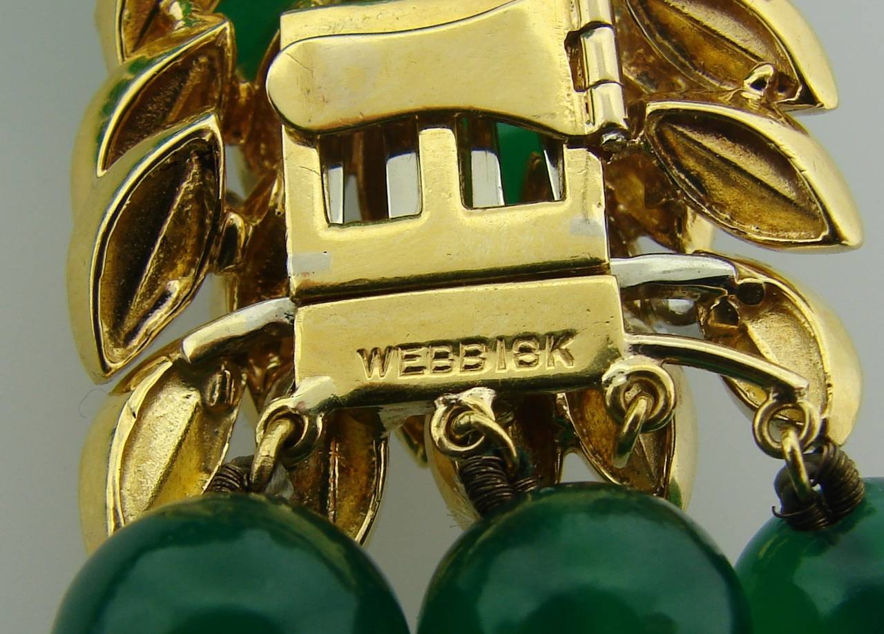 1970s David Webb Chrysophrase Bead Diamond Gold Three-Strand Necklace 6