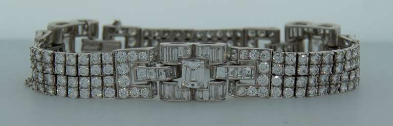 Mixed Cut c.1960s OSCAR HEYMAN Diamond Platinum Bracelet For Sale