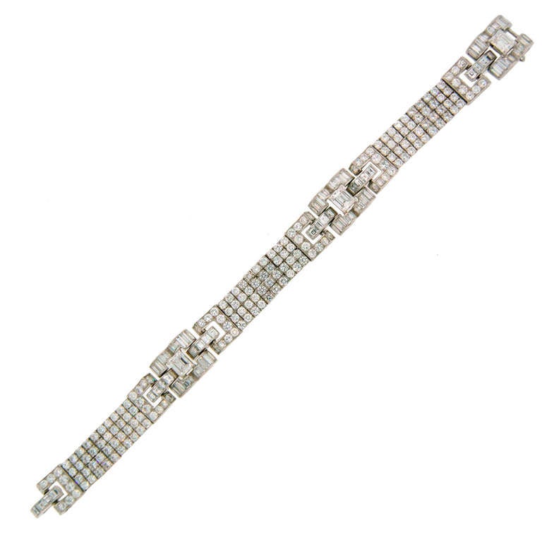 OSCAR HEYMAN Bracelet en platine et diamants, circa années 1960