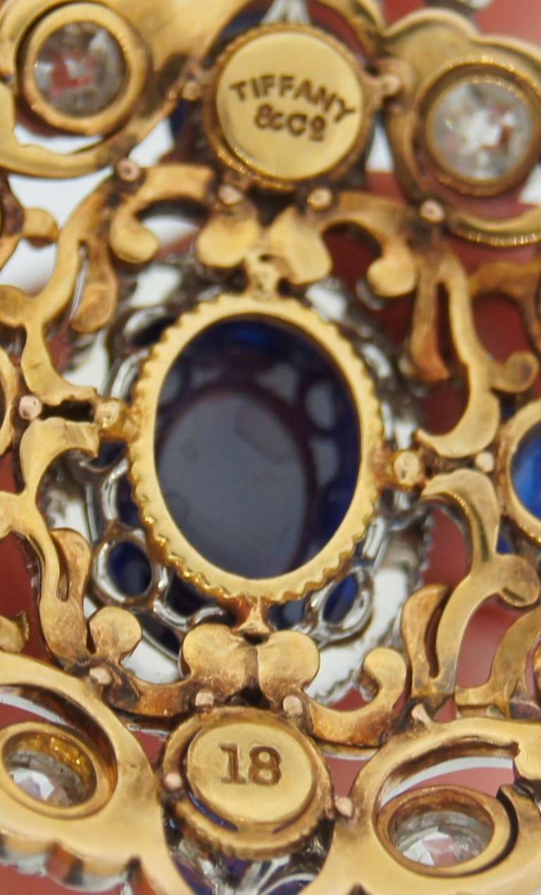 Tiffany & Co. Sapphire Diamond Gold Pendant Necklace 1
