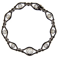 Art Deco Enamel Diamond Palladium Bracelet