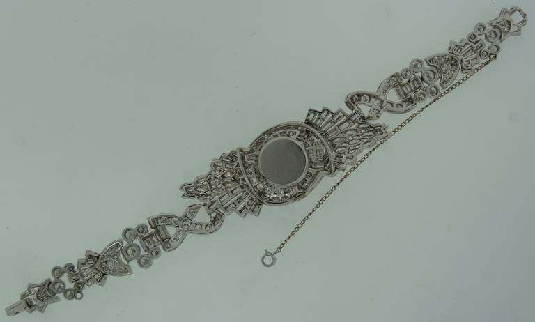 Paul Buhre Lady's Platinum and Diamond Concealed-Dial Bracelet Watch circa 1930s 3