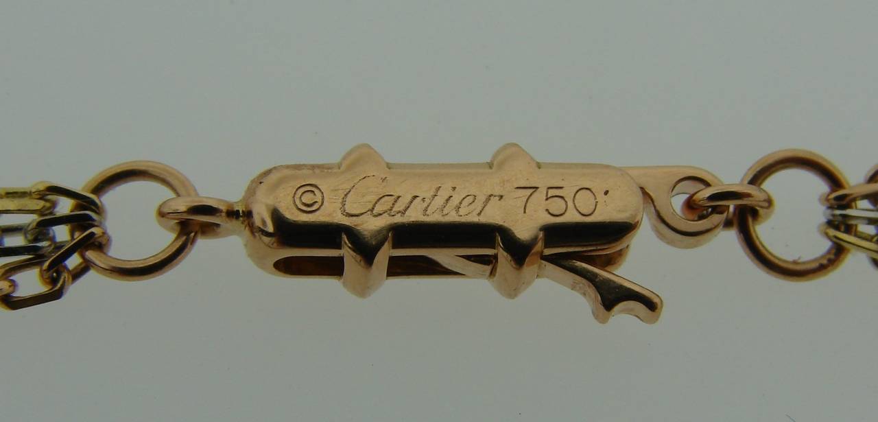 Cartier Trinity Diamond Three Color Gold Necklace Pendant 3