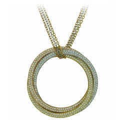 Cartier Trinity Diamond Three Color Gold Necklace Pendant
