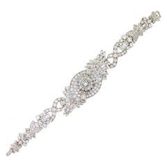 Paul Buhre Lady's Platinum and Diamond Concealed-Dial Bracelet Watch circa 1930s