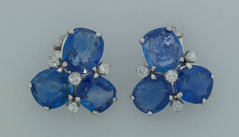Seaman Schepps Sapphire Diamond White Gold Clip-On Earrings