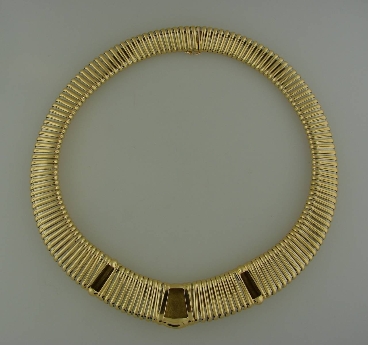1980s Cartier Stainless Steel Gold Tubogas Necklace 3
