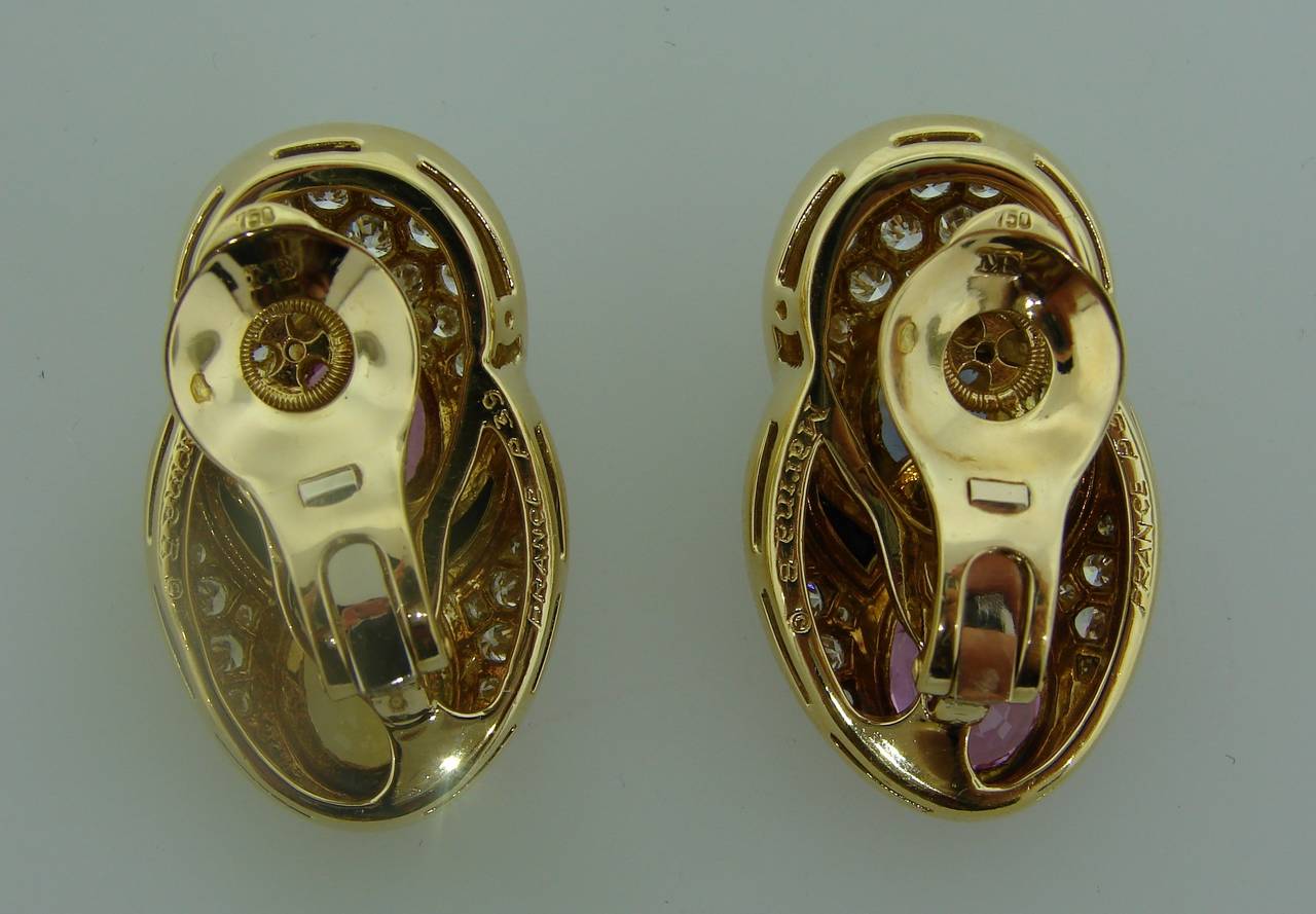 1980s Marina B Sapphire Diamond Gold Earrings 1