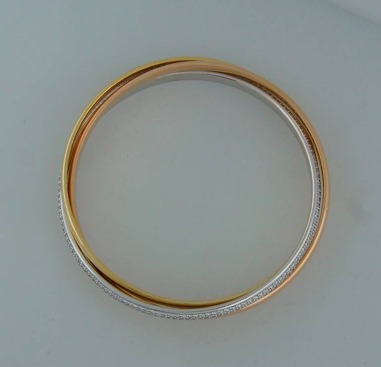 Cartier Diamond Three-Tone Gold Trinity Bracelet 2