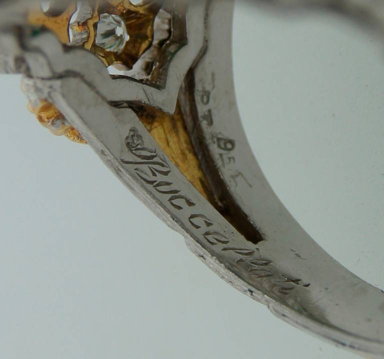 Buccellati Jade Diamond Platinum Ring circa 1970s 5