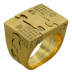 Bague puzzle en or jaune et diamants par Antonio Bernardo