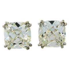 Cushion Cut Diamond & White Gold Stud Earrings Studs