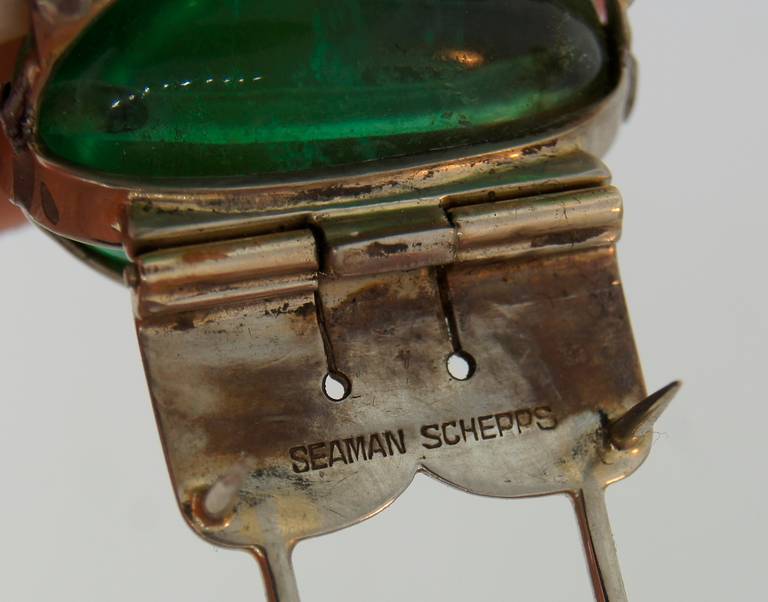 Seaman Schepps Emerald Pearl White Gold Bracelet and Pin Clip Set 5