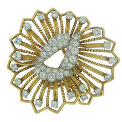 Cartier Diamond Yellow Gold Brooch Pin 1