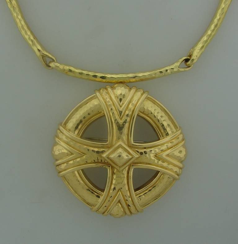 1980s Andrew Clunn Gold Pendant Necklace In Excellent Condition In Beverly Hills, CA