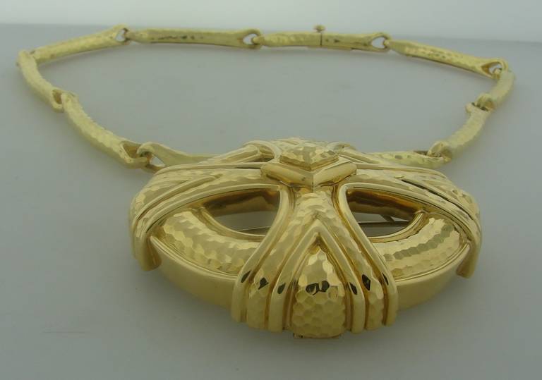 1980s Andrew Clunn Gold Pendant Necklace 1
