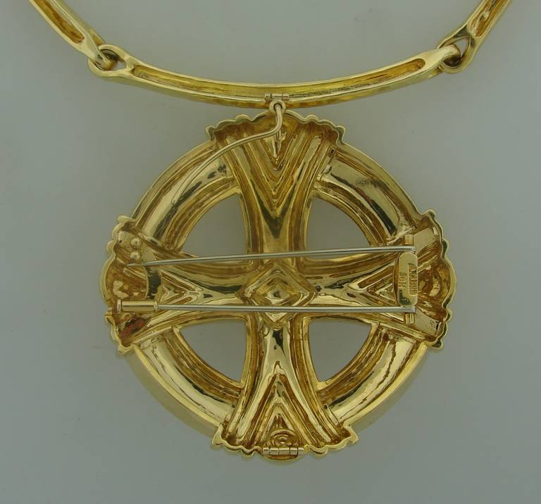 1980s Andrew Clunn Gold Pendant Necklace 4